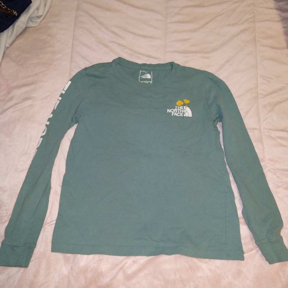 North Face Women XS Long Sleeve Goblin Blue Shirt -  Dome Logo
